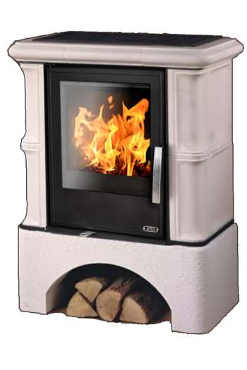 Кафельная печь-камин ABX Bavaria с белым цоколем цвет ахорн