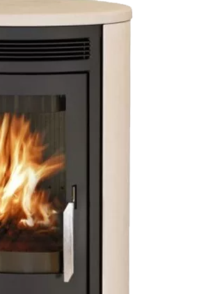 Кафельная печь-камин ABX Arktis 8 поворотный цвет черная сталь и мокка крем