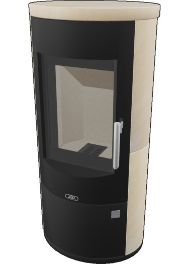 abx_aspen_7_brazilskii_peschanik Кафельная печь-камин ABX Aspen 7 цвет черная сталь и бразильский песчаник