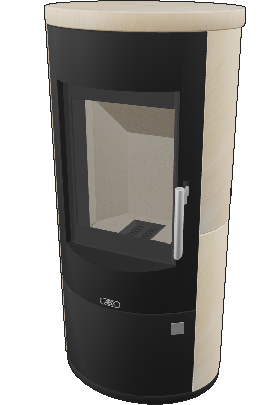 abx_aspen_7_brazilskii_peschanik Кафельная печь-камин ABX Aspen 7 цвет черная сталь и бразильский песчаник