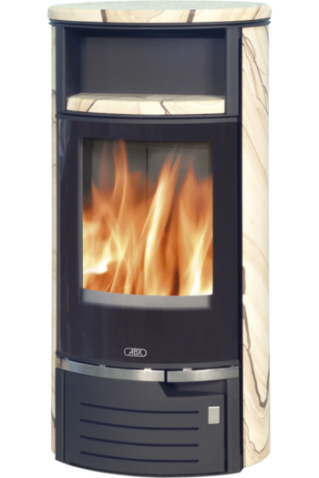 Кафельная печь-камин ABX Atlantik 5 цвет черная сталь и бразильский песчаник