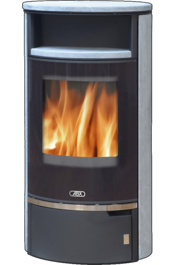 Кафельная печь-камин ABX Atlantik 7 цвет серая сталь и талькохлорит