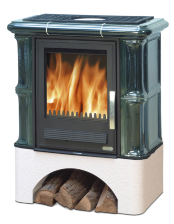 abx_bavaria_beliy_tsokol_butylochnoe_steklo Кафельная печь-камин ABX Bavaria с белым цоколем цвет бутылочное стекло