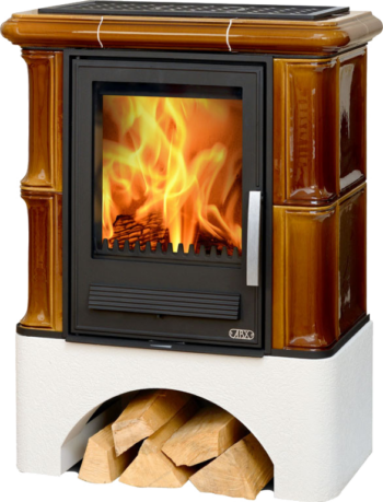 abx_bavaria_beliy_tsokol_kashtan Кафельная печь-камин ABX Bavaria с белым цоколем цвет каштан