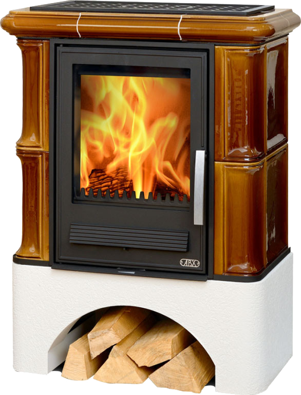 abx_bavaria_beliy_tsokol_kashtan Кафельная печь-камин ABX Bavaria с белым цоколем цвет каштан
