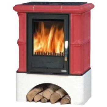 Кафельная печь-камин ABX Bavaria с белым цоколем цвет пикассо