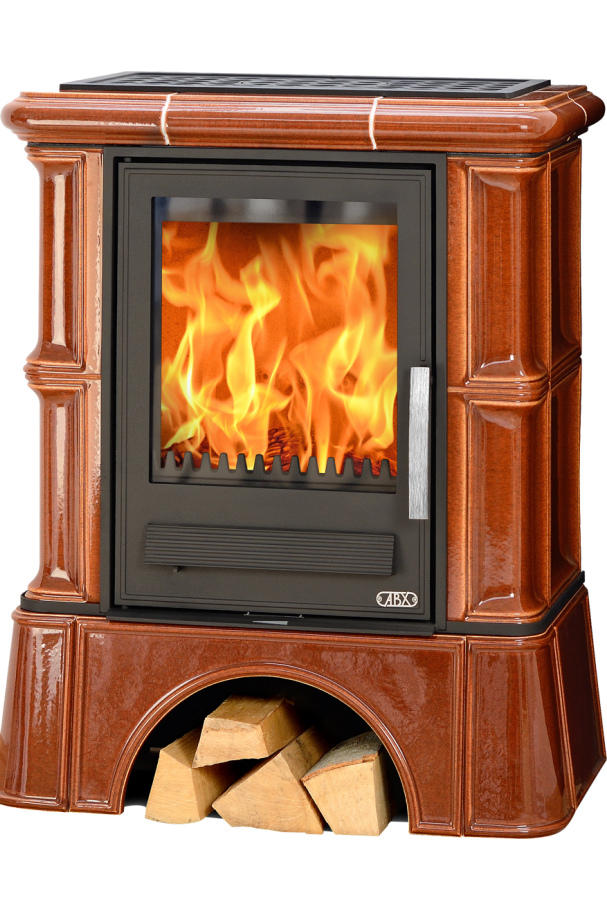 abx_bavaria_kafelnyi_tsokol_kashtan Кафельная печь-камин ABX Bavaria с кафельным цоколем цвет каштан