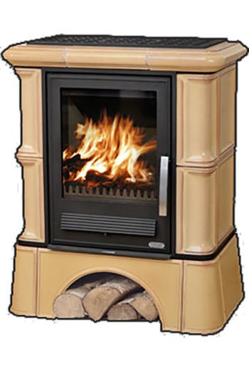 Кафельная печь-камин ABX Bavaria с кафельным цоколем цвет табак