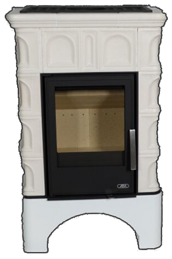 Кафельная печь-камин ABX Britania с белым цоколем цвет ахорн