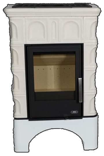 Кафельная печь-камин ABX Britania с белым цоколем цвет ахорн