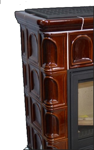 Кафельная печь-камин ABX Britania с белым цоколем цвет коричневый