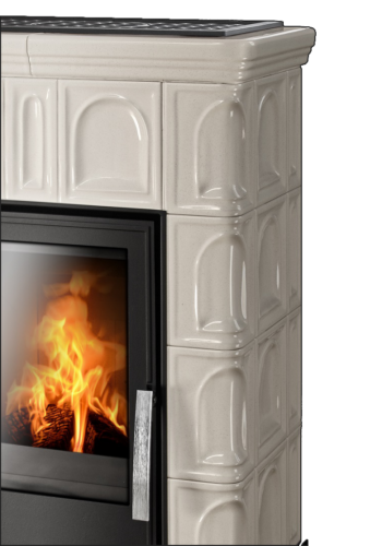 Кафельная печь-камин ABX Britania с белым цоколем цвет перламутр