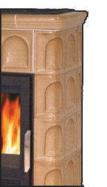 Кафельная печь-камин ABX Britania с белым цоколем цвет табак