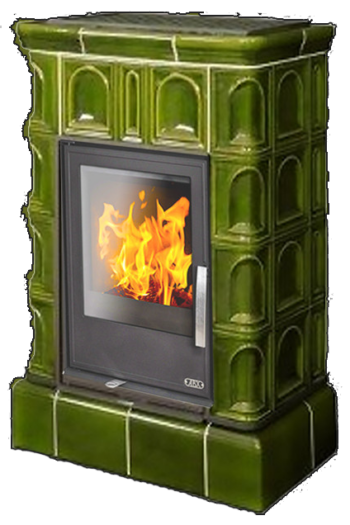 Кафельная печь-камин ABX Britania с кафельным цоколем цвет зеленый