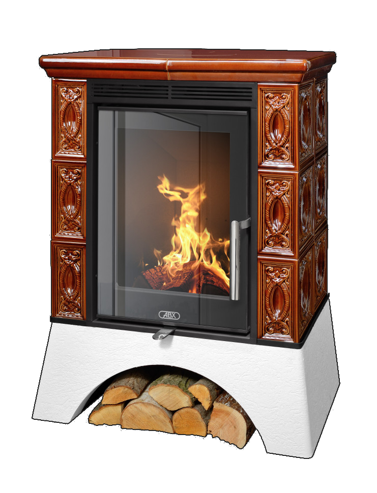 abx_helvetia_exclusive_belyi_tsokol_korichnevaya Кафельная печь-камин ABX Helvetia EXclusive с кафельным цоколем цвет коричневый