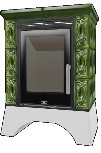 Кафельная печь-камин ABX Helvetia EXclusive с кафельным цоколем цвет зеленый