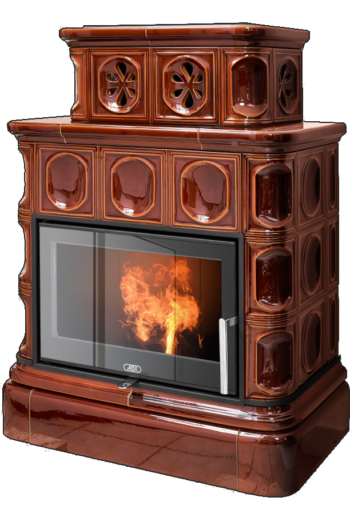 Кафельная печь-камин ABX Karelie Exclusive с кафельным цоколем цвет коричневый