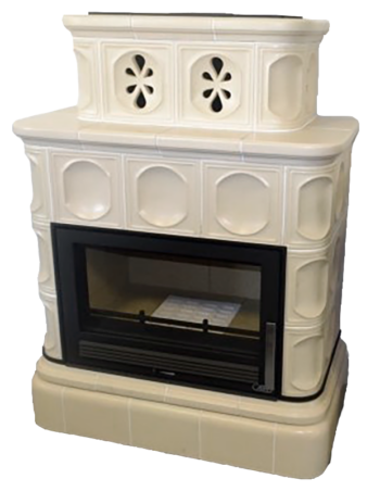 Кафельная печь-камин ABX Karelie с кафельным цоколем цвет песчаный