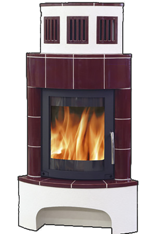 Кафельная печь-камин ABX Normandie цвет бордо