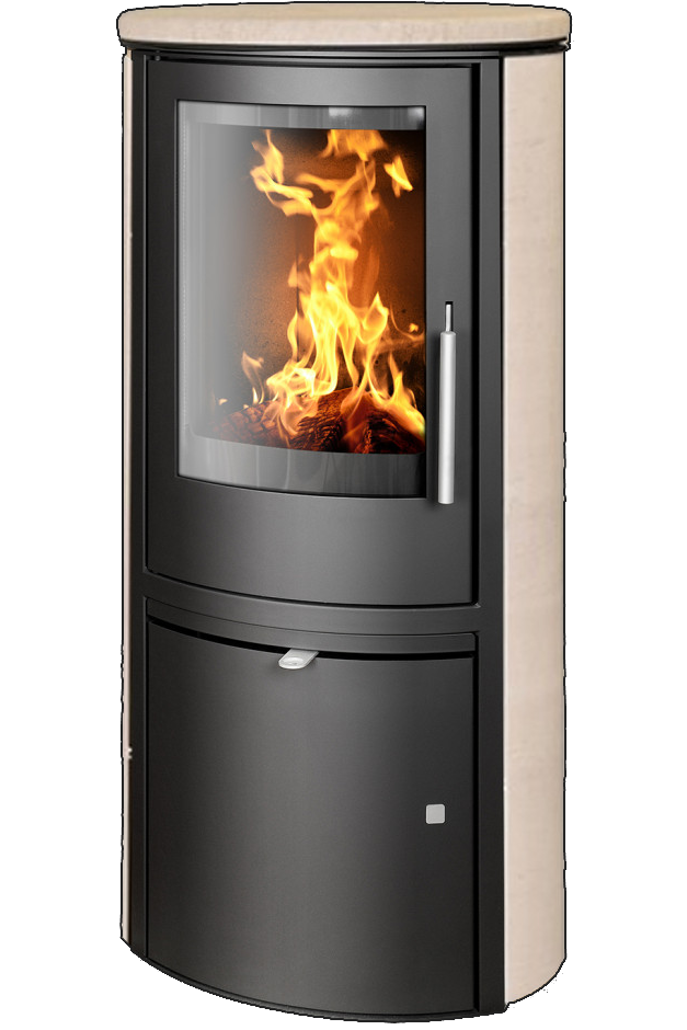 Кафельная печь-камин ABX Reno panorama цвет мокка крем